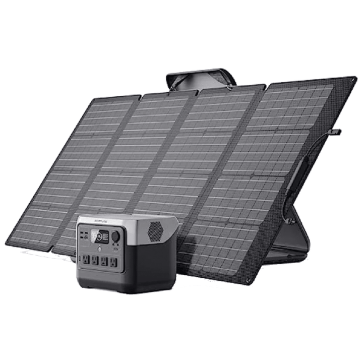 EcoFlow River 2 Pro portable power station with 768Wh capacity and 110W solar panel, durable IP68 waterproof design, outdoor use