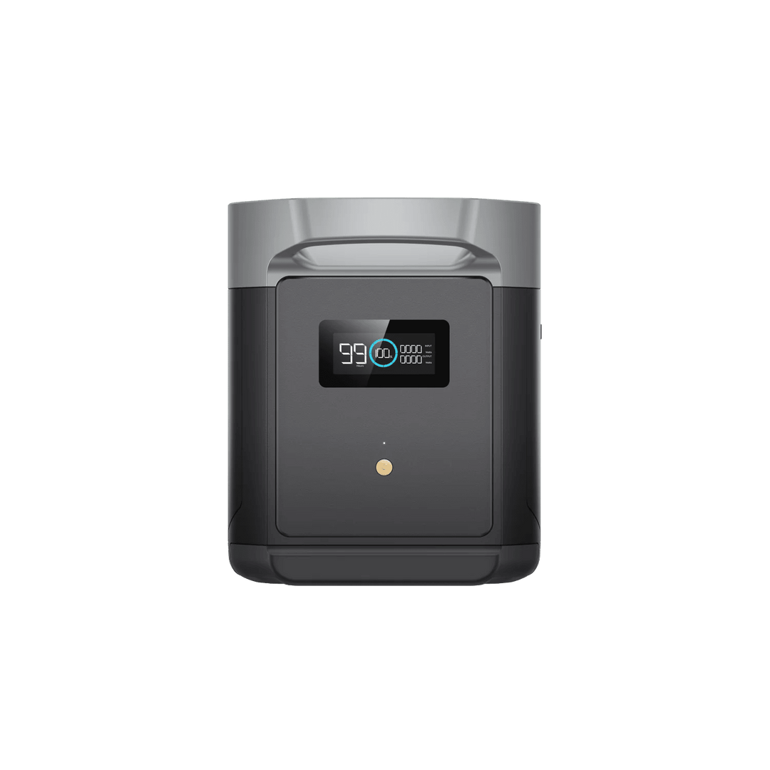 EcoFlow DELTA 2 Max Smart Extra Battery with 2048Wh capacity, LFP chemistry, 51.2V, and 3200W max power output.