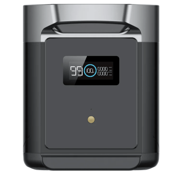 EcoFlow DELTA 2 Max smart extra battery with 2048Wh capacity, LFP chemistry, 51.2V, and 3200W max power output.