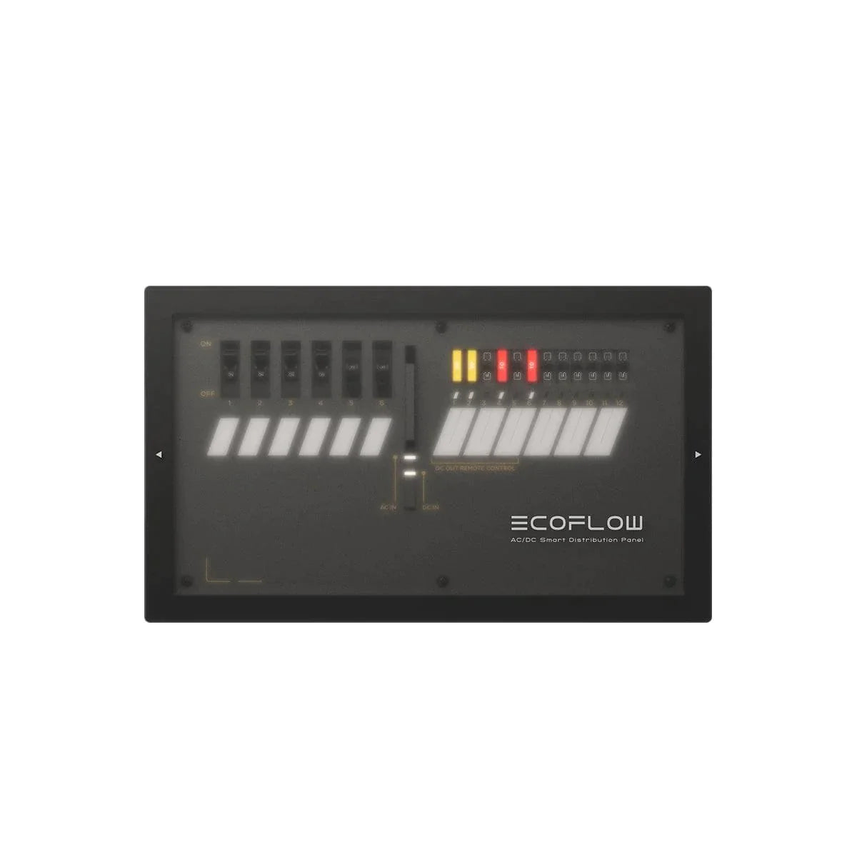 EcoFlow Smart Distribution Panel AC/DC for efficient power management displayed on a black background.