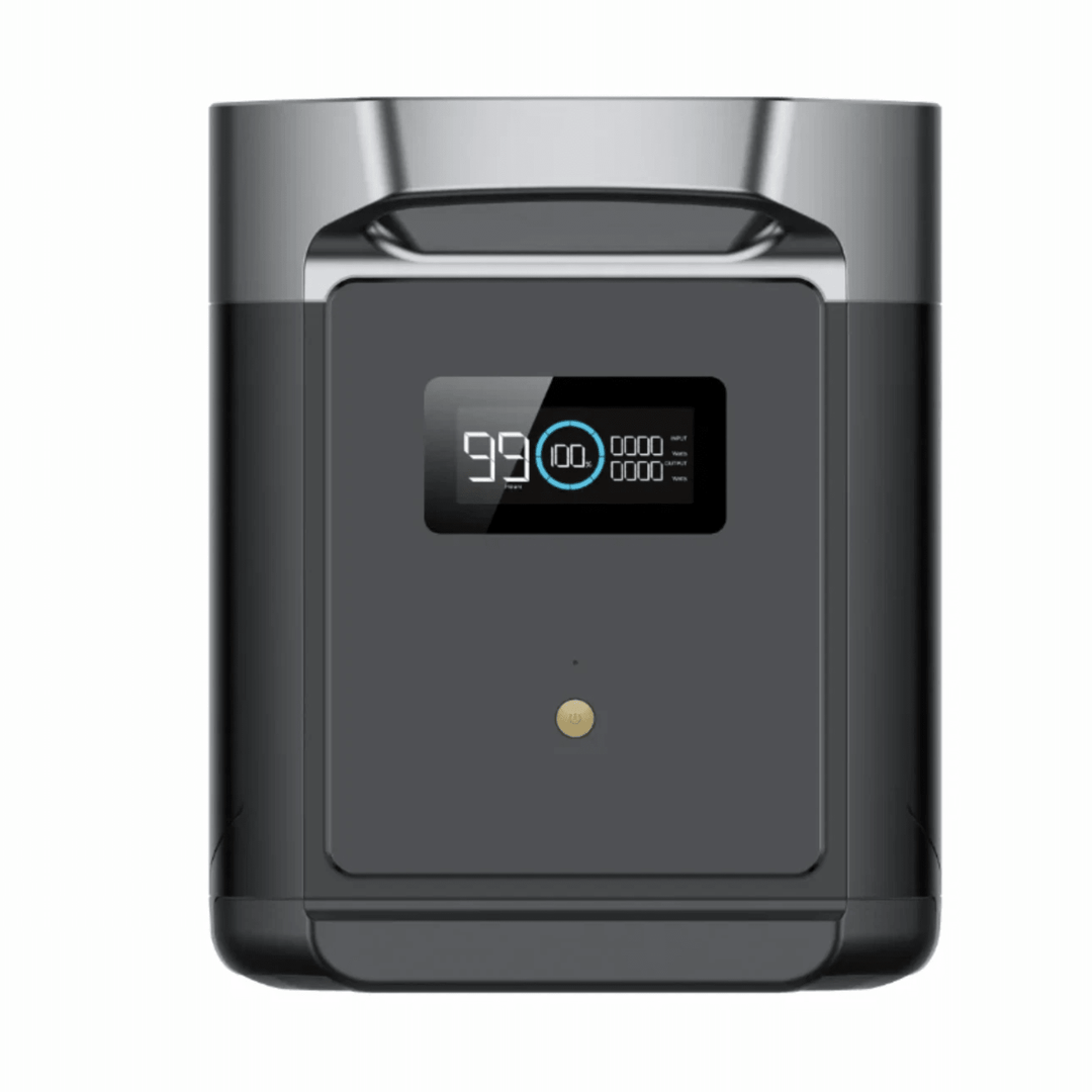 EcoFlow DELTA 2 Max portable power station with 2048Wh battery and 400W solar panel for off-grid energy storage and charging
