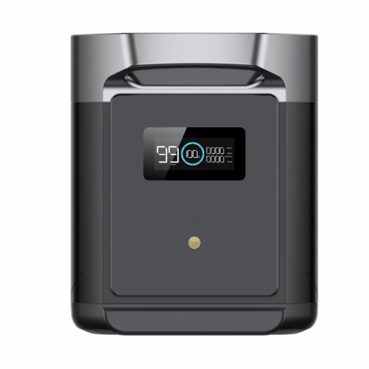 EcoFlow DELTA 2 Max portable power station with 2048Wh battery and 400W solar panel for off-grid energy storage and charging