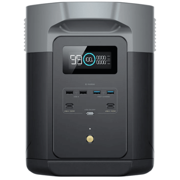 EcoFlow DELTA 2 Max portable solar and battery power station with 2048Wh capacity, designed for home backup and mobile energy.