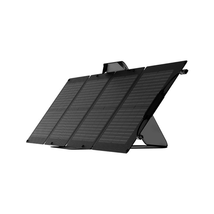 EcoFlow 100W flexible solar panel showing high-efficiency solar modules with thin, lightweight design for portable solar power.