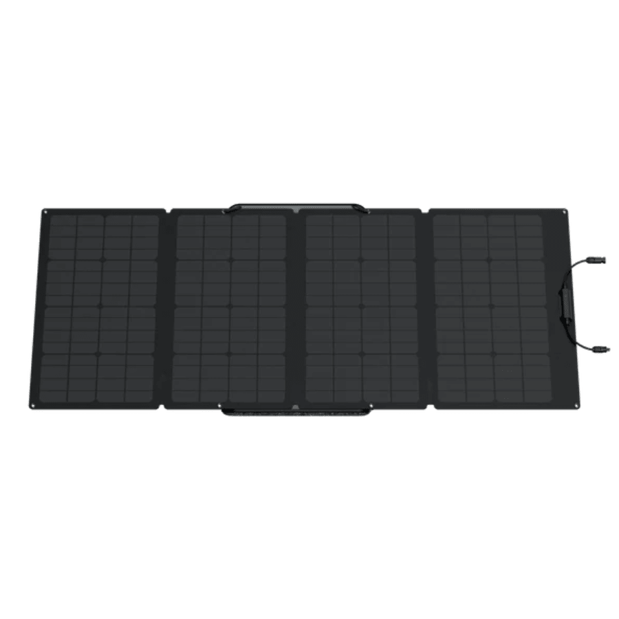 EcoFlow 160W portable solar panel with kickstand, designed for outdoor power stations, showcasing its durable, foldable design.