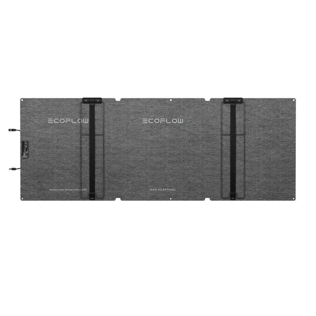 EcoFlow 160W portable solar panel with kickstand, designed for charging power stations outdoors and on the go.