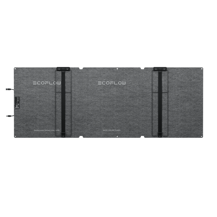 EcoFlow 160W portable solar panel with kickstand, designed for charging power stations outdoors and on the go.