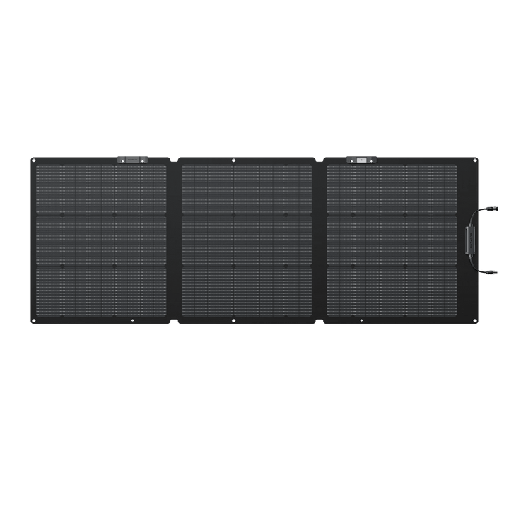 EcoFlow 160W portable solar panel with kickstand for efficient power station charging, outdoor renewable energy solution.
