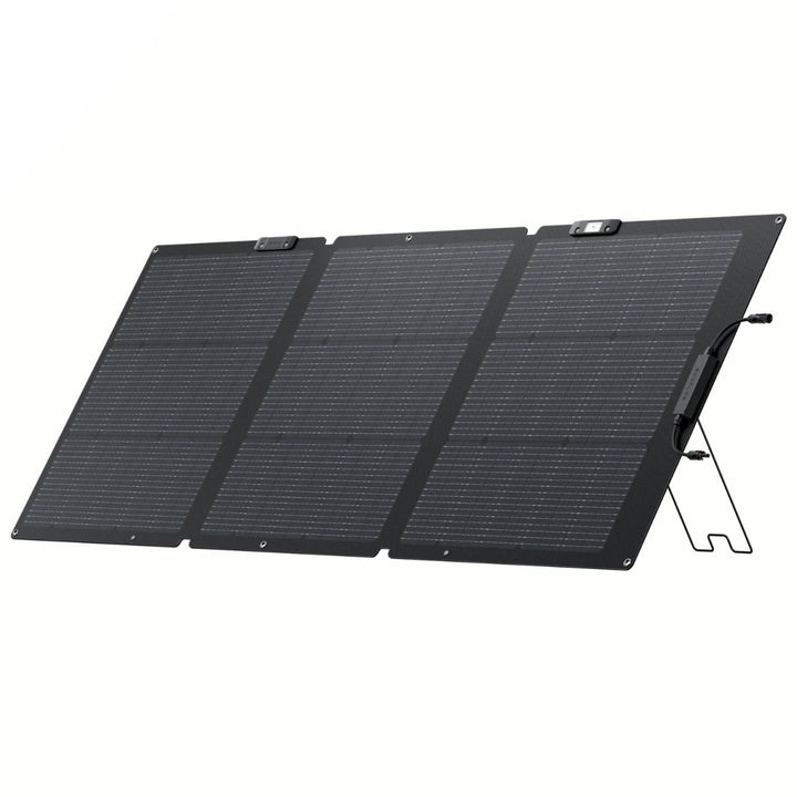 EcoFlow 160W portable solar panel with kickstand, designed for outdoor power station charging and renewable energy use.