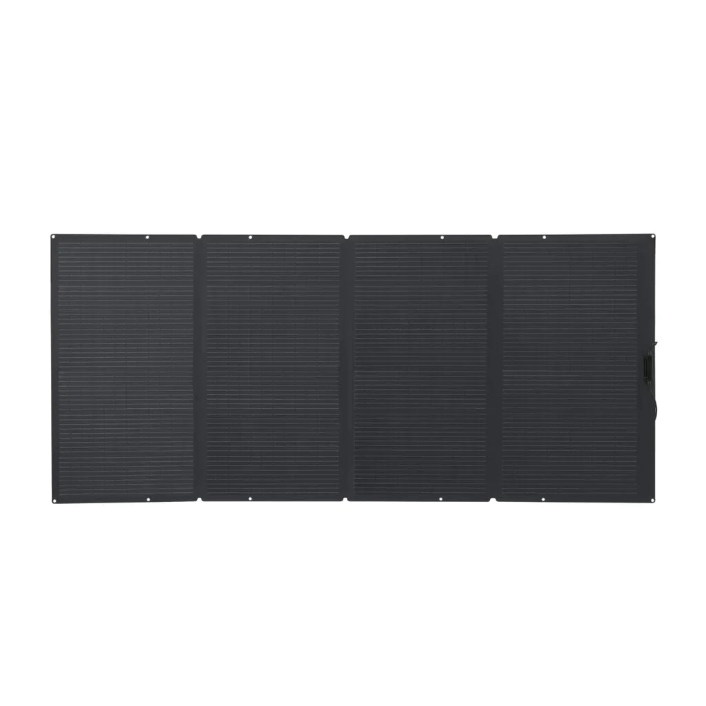 EcoFlow 400W solar panel, self-supporting design for portable recharge of power stations, outdoor renewable energy source.