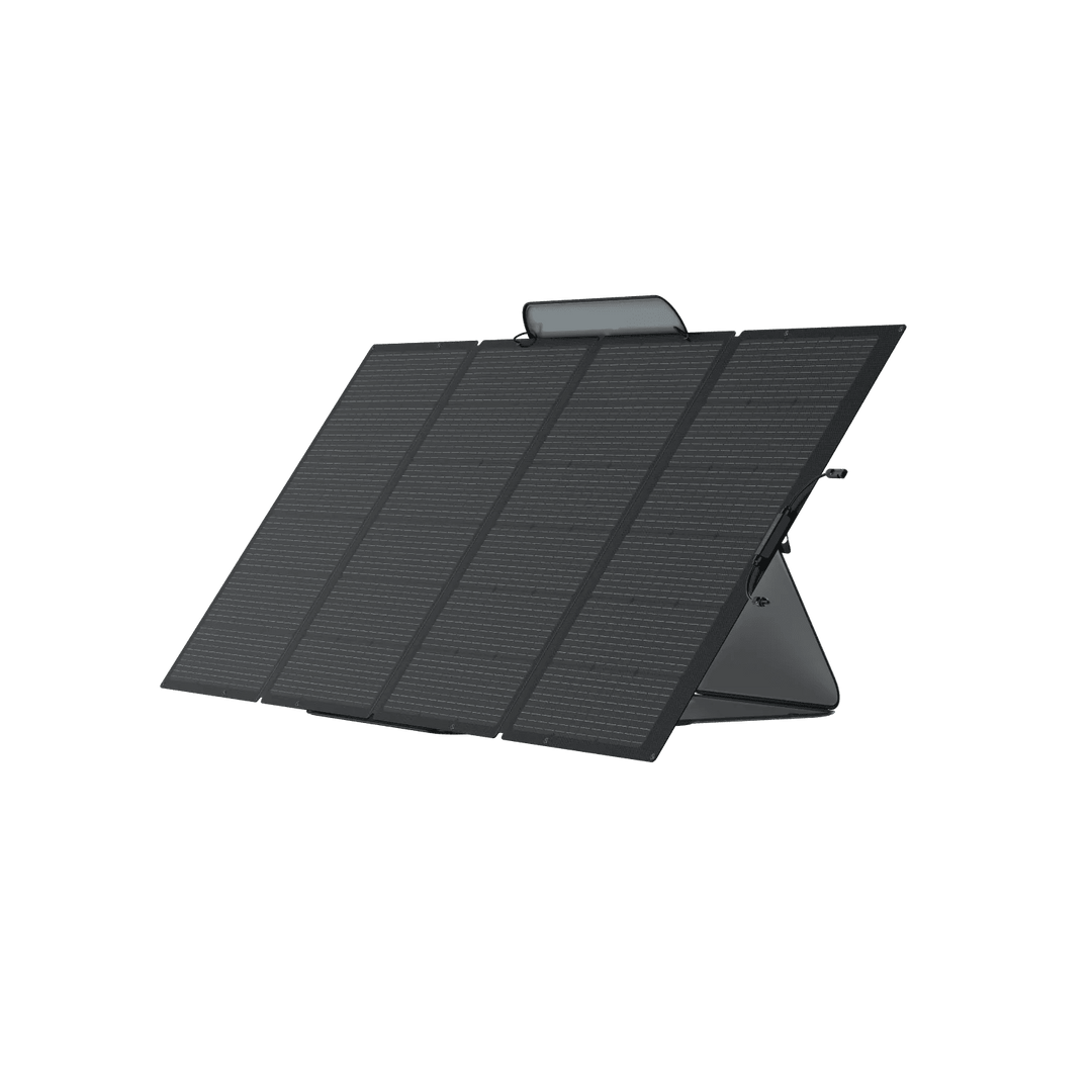 EcoFlow 400W solar panel, self-supporting design, used for recharging power stations, outdoor solar energy solution