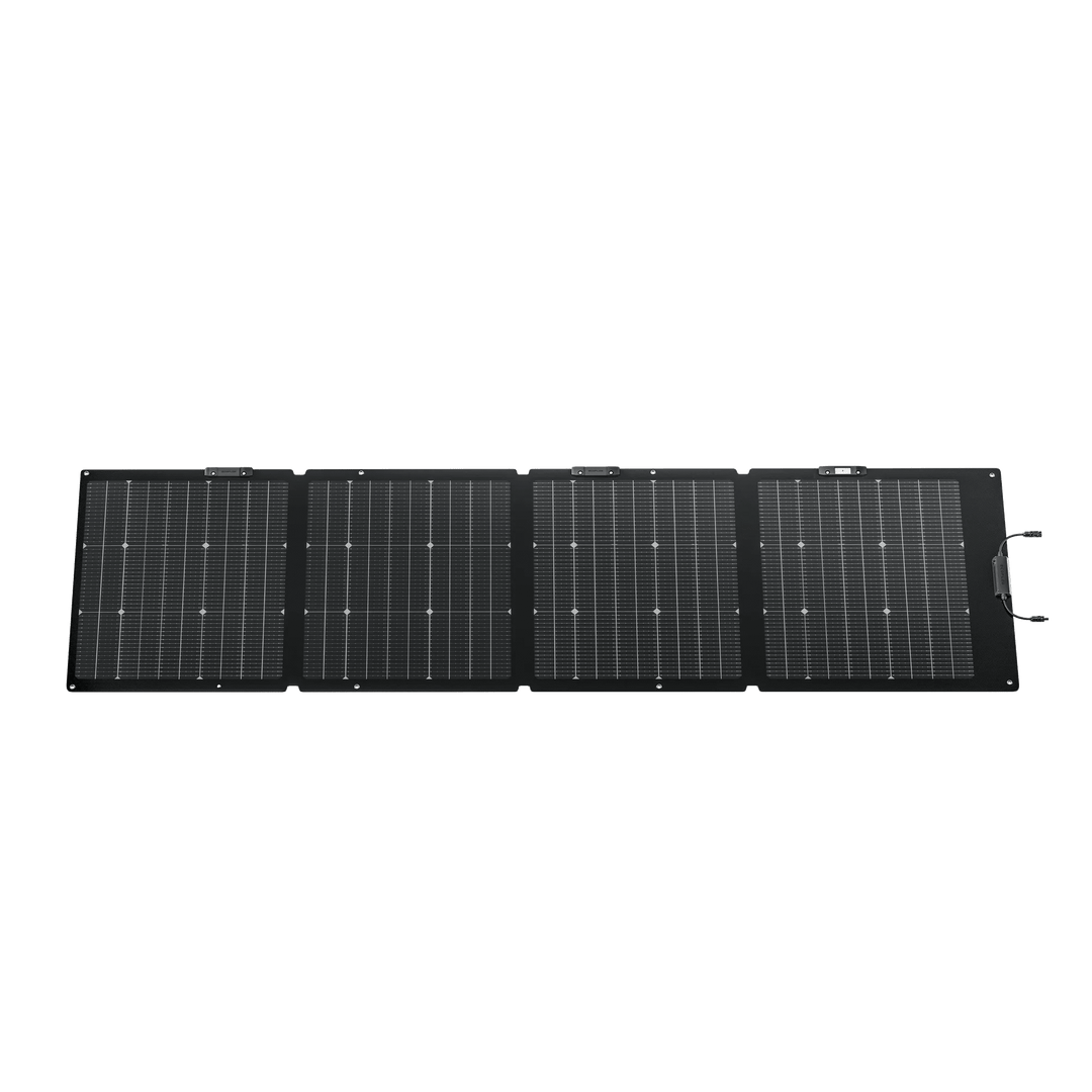 EcoFlow NextGen 220W Bifacial Solar Panel Kit for camping and RV, showing the solar panel with bifacial glass design and mounting frame.