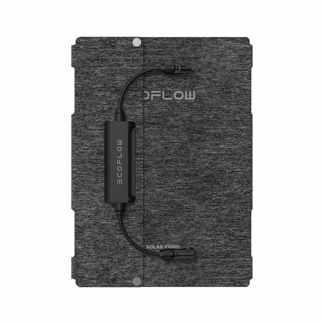 EcoFlow 45W foldable waterproof portable solar panel showing a compact, high-efficiency solar panel ready for outdoor use.