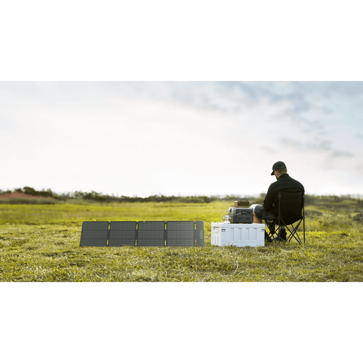 EcoFlow 60W portable solar panel charger for outdoor camping, flexible solar panel for outdoor power and renewable energy.
