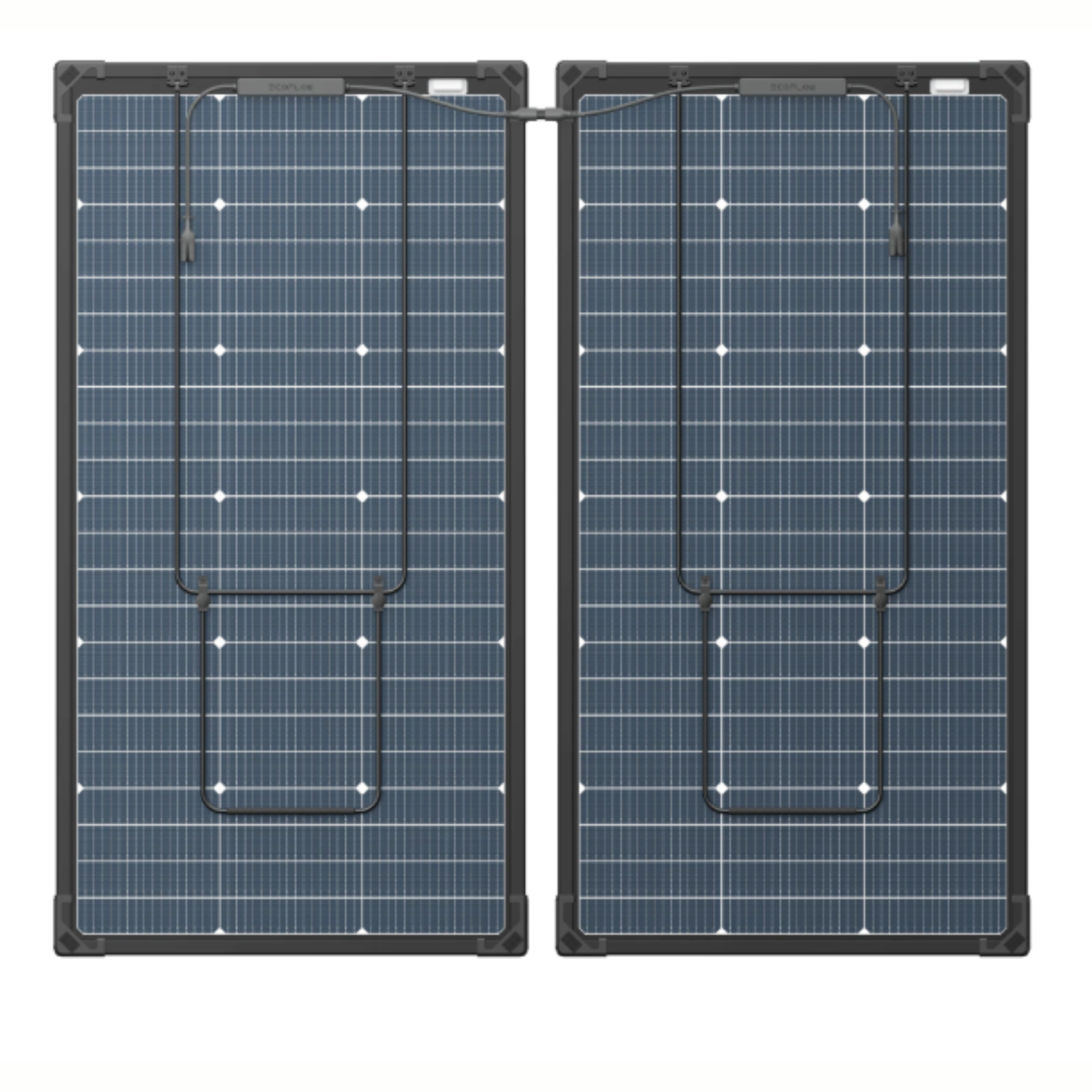 EcoFlow Two 125W Bifacial Modular Solar Panel For Efficient Energy Solutions displayed with two panels.