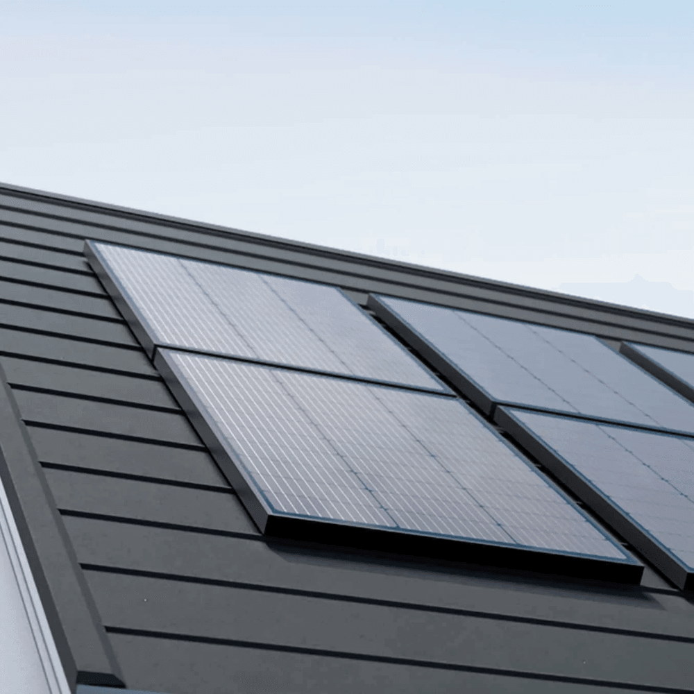 EcoFlow 100W rigid black solar panel, high-efficiency waterproof solar panel, 2 feet tall for renewable energy applications.