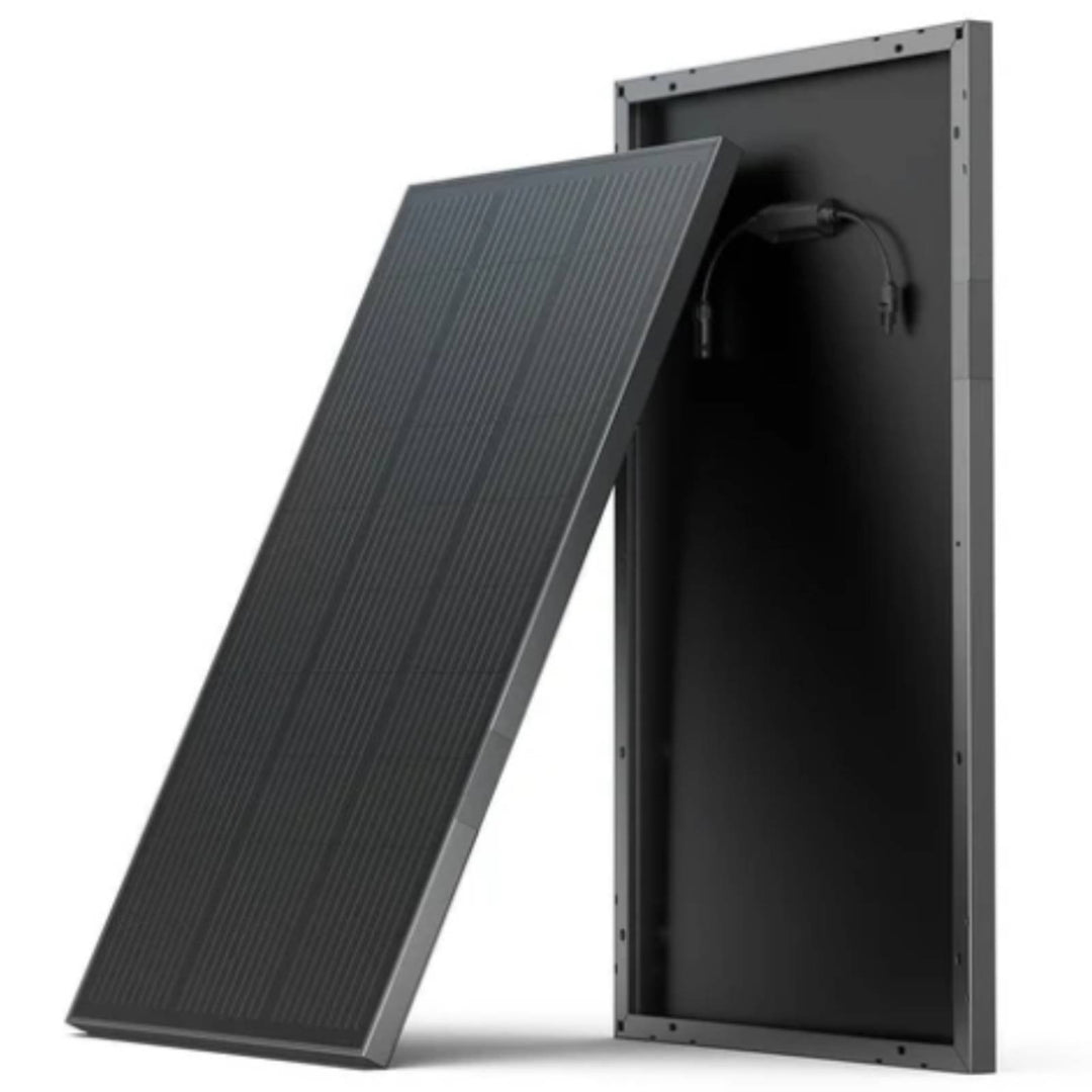 EcoFlow 100W rigid solar panel, black waterproof design, 2 feet high efficiency solar panel for outdoor use