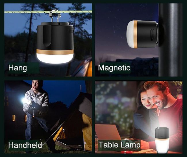 EcoFlow camping table lamp, portable, magnetic, hangable, handheld LED light for outdoor use
