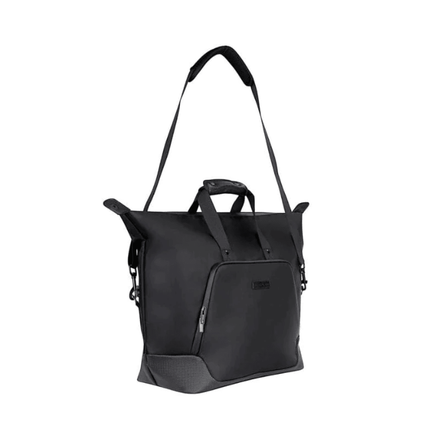 Waterproof EcoFlow handbag in black, featuring a sleek design with sturdy handles, ideal for travel and storage.