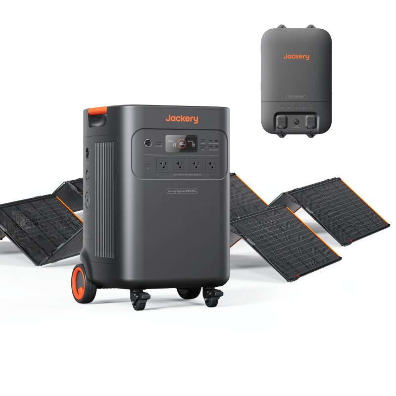 Jackery Explorer 5000 Plus Solar Generator + Qty 2 SolarSaga 500 X + Transfer Switch