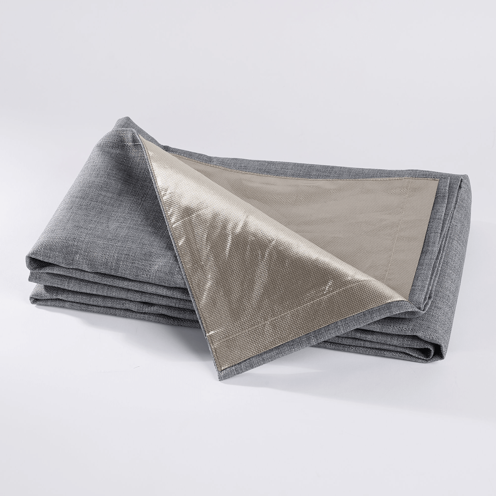 Faraday MAX Blackout CYBER RF EMF shielding curtains, two panels, dark fabric, for home privacy and electromagnetic protection.