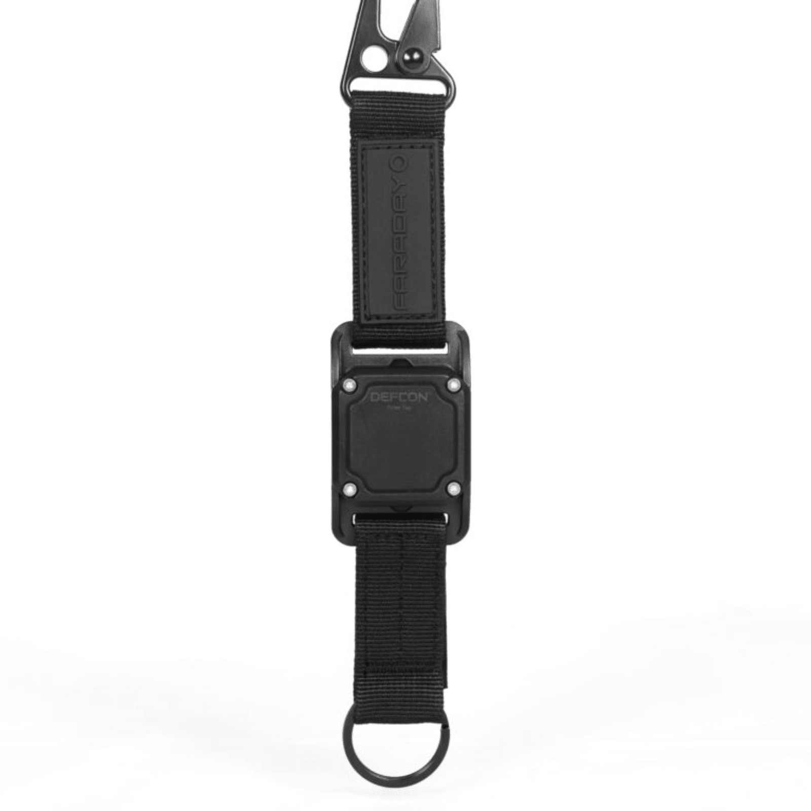 Faraday DEFCON Pulse Tag personal wearable EMP detection system with digital display and clip for portable EMP threat monitoring.