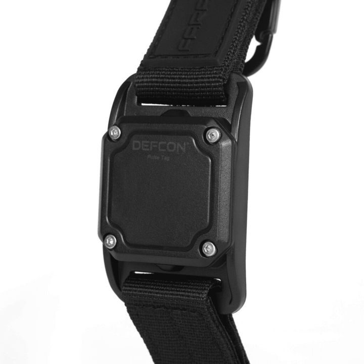 Faraday DEFCON Pulse Tag personal wearable EMP detection system by Faraday, showing compact device with alert indicator and clip attachment.