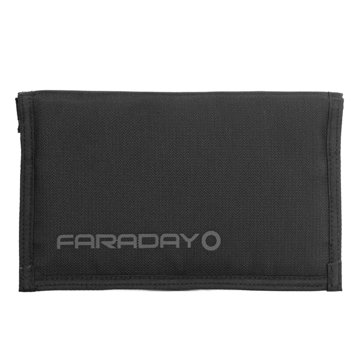 Faraday Jacket Pro Cordura phone bag with magnetic closure, measuring 8.5 by 4.5 inches, designed for secure mobile device protection.