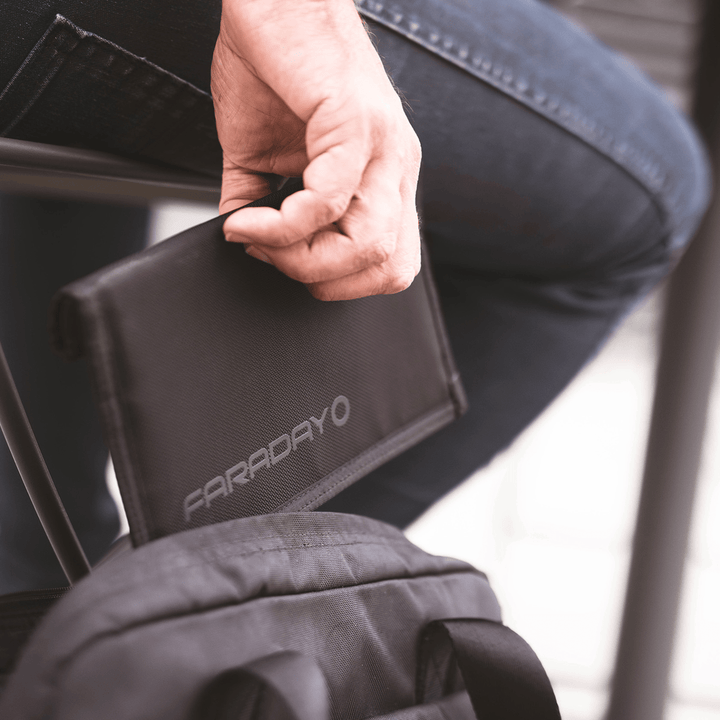 Faraday Jacket Pro Cordura phone bag with magnetic closure, 8.5 x 4.5 inches, durable protective case for smartphones.