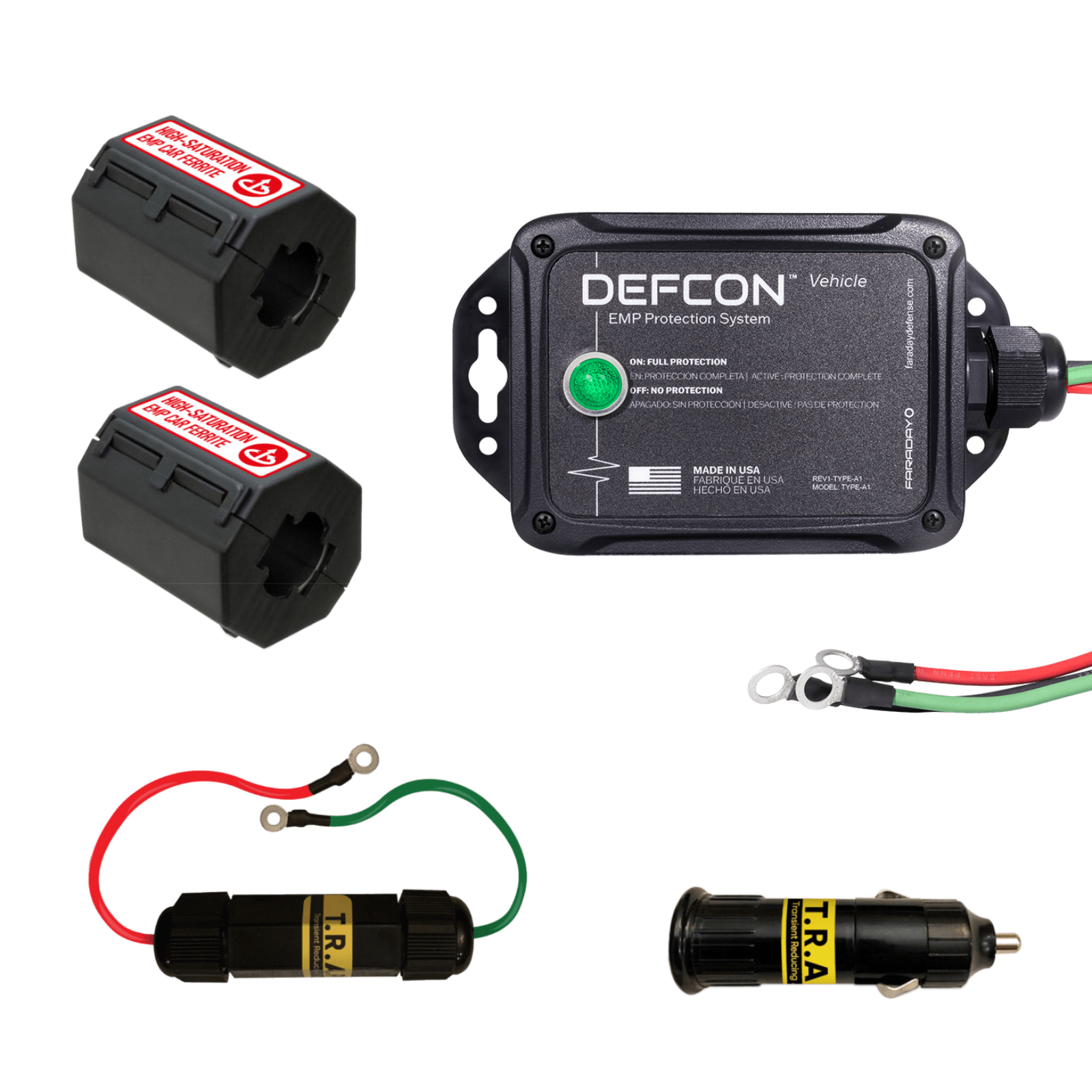 Faraday DEFCON Vehicle Plus EMP protection kit with car security components and protective shielding for vehicle security.