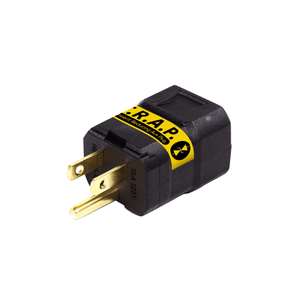 Faraday T.R.A.P AC transient voltage suppression device protecting AC plugs from power surges and voltage spikes.