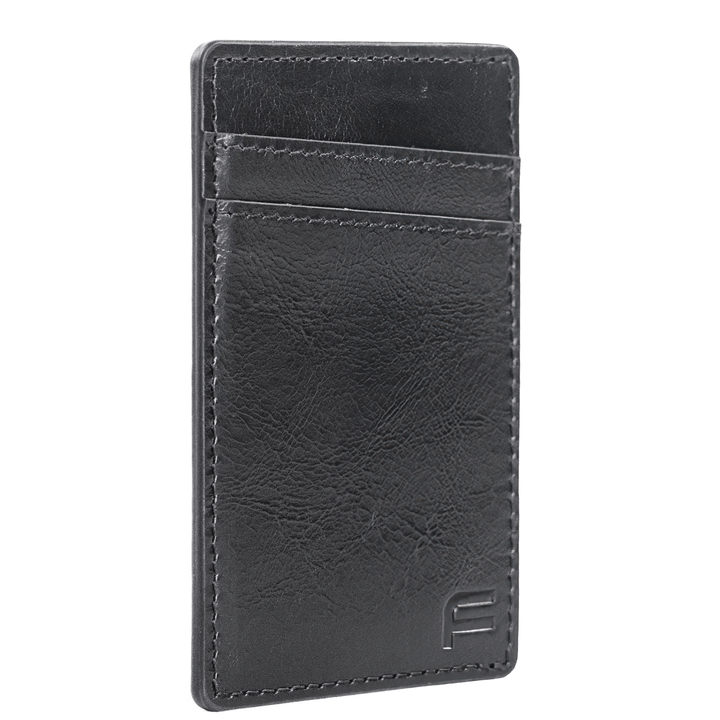 Faraday Leather RFID Card Holder Wallet by Faraday, slim and compact for cell phone companion, with multiple card slots.