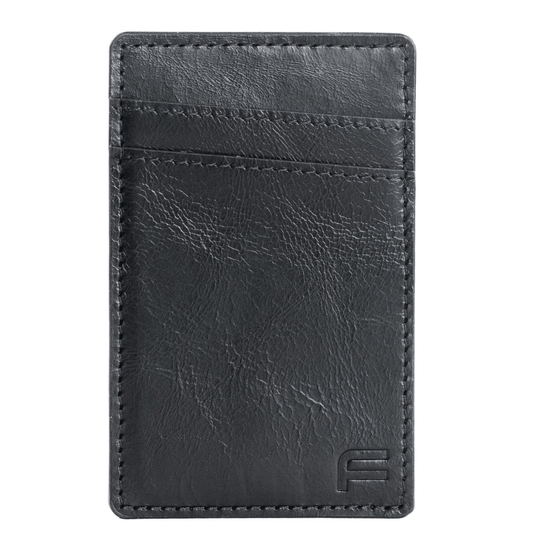 Faraday leather RFID slim wallet with 2 card slots, compact design, ideal for secure everyday card storage