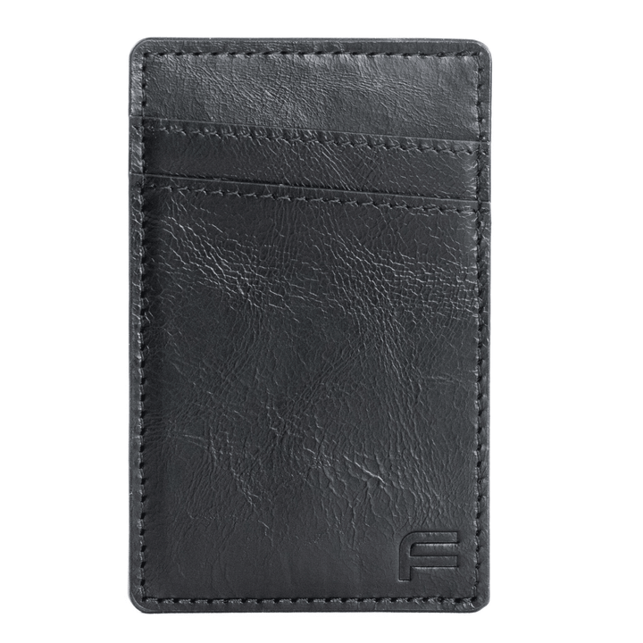 Faraday leather RFID slim wallet with 2 card slots, compact design, ideal for secure everyday card storage