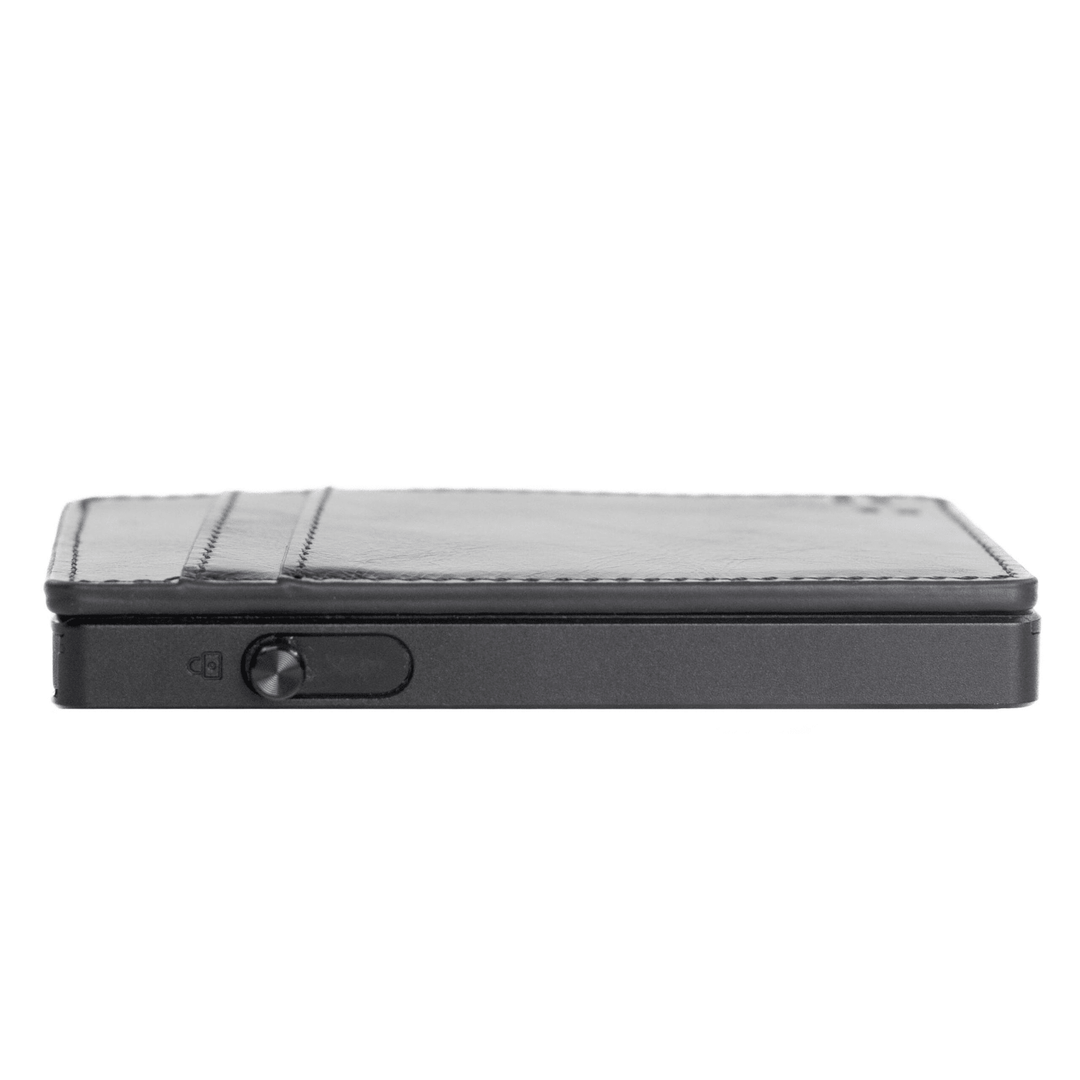 Faraday Leather RFID Slim Wallet with 2 card slots, compact and stylish companion wallet for secure card storage.