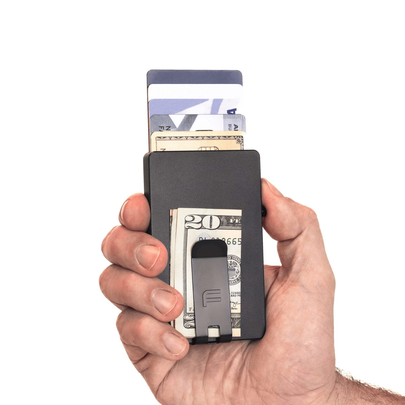 Faraday RFID blocking aluminum wallet with slim, secure cardholder design for protecting credit cards and IDs.