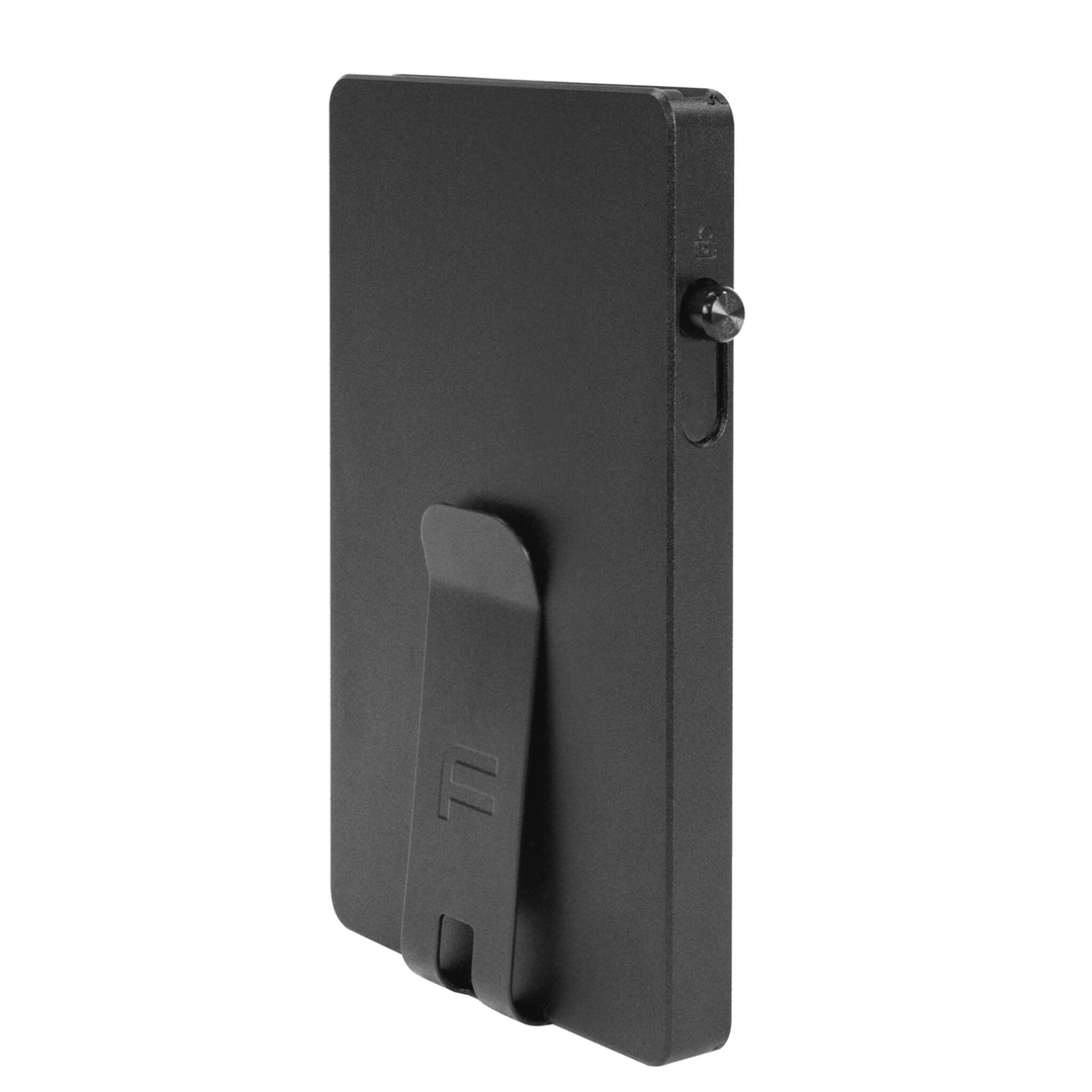 Faraday RFID blocking aluminum wallet with slim, secure design for storing credit cards and cash.