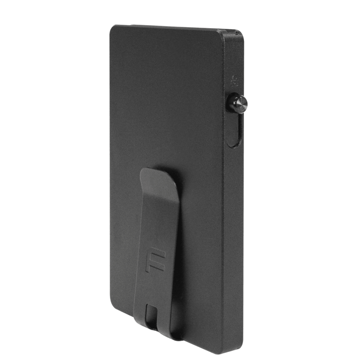 Faraday RFID blocking aluminum wallet with slim, secure design for storing credit cards and cash.