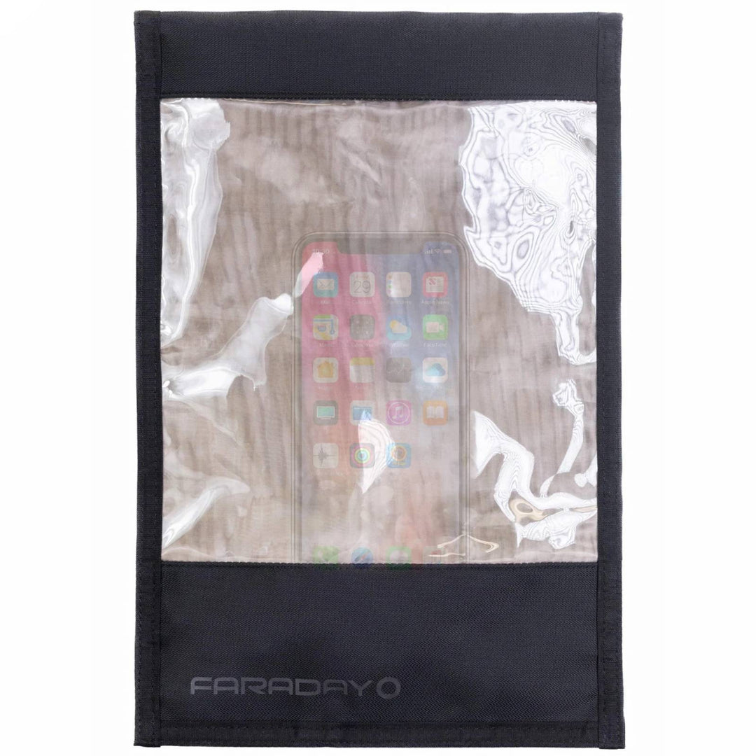 Faraday Jacket Pro RF shielded window bag for storage, 16x10.5 inches, made by Faraday for secure electronic device protection.
