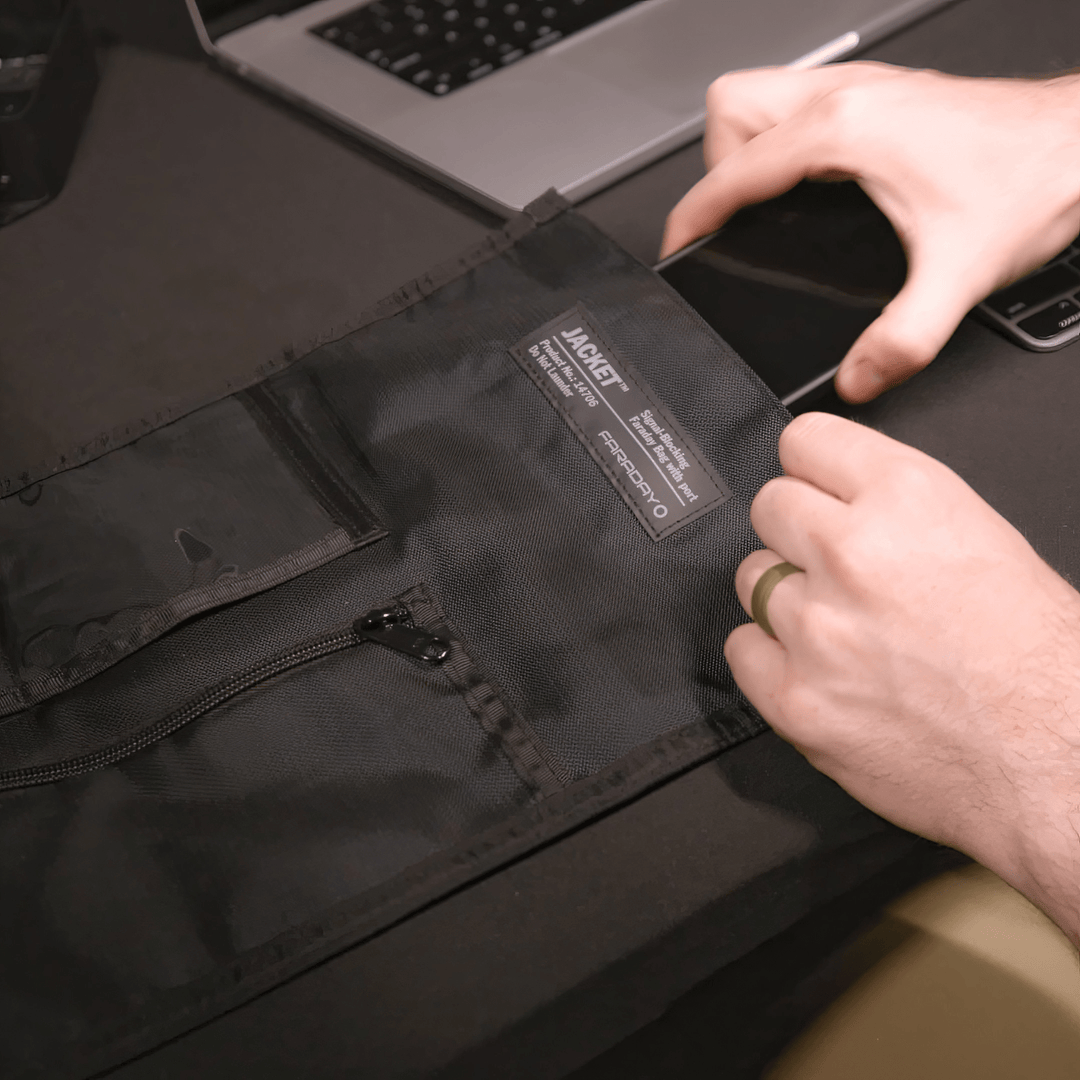 Faraday Jacket Pro Window Port Bag for RF shielding, 16 x 10.5 inches, used for secure access ports and electronic protection.