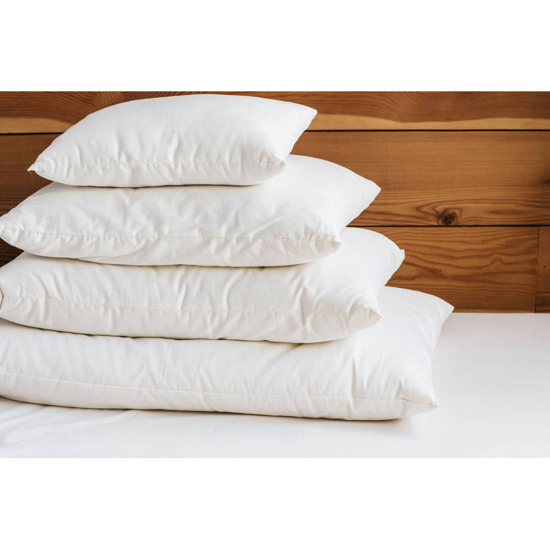 Holy Lamb Organic Wool-filled king-size bed pillow with extra thickness, measuring 20 x 36 inches, featuring soft, natural wool filling.