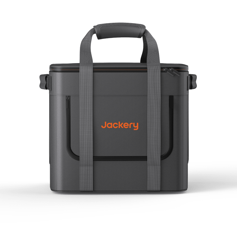 Jackery Extreme Guard Carrying Bag for portable power stations, durable black fabric with handles for easy transport.
