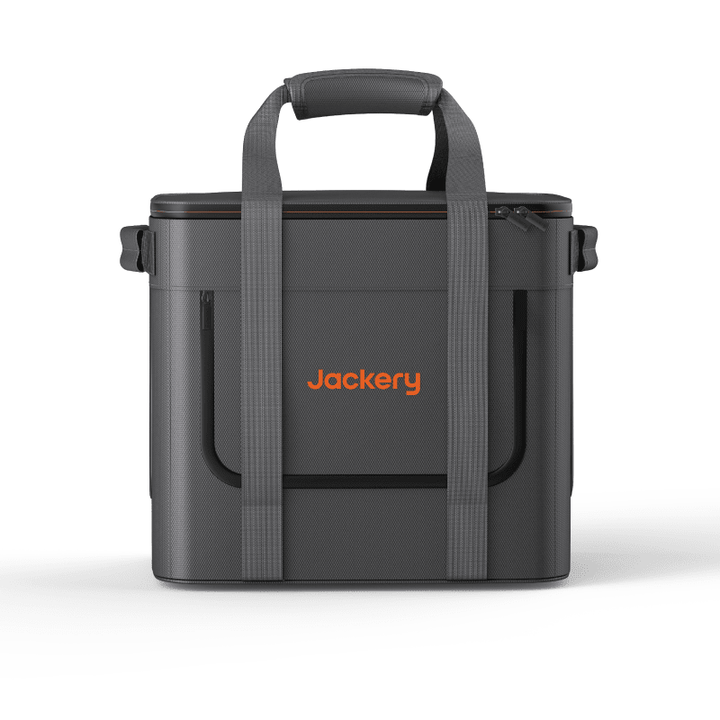Jackery Extreme Guard Carrying Bag for portable power stations, durable black fabric with handles for easy transport.