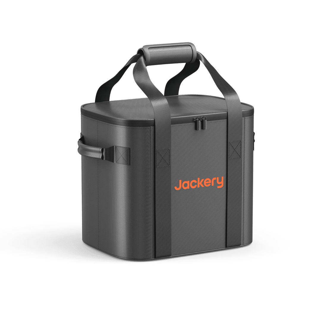 Jackery large upgraded carrying case for portable power stations, durable black protective storage solution.