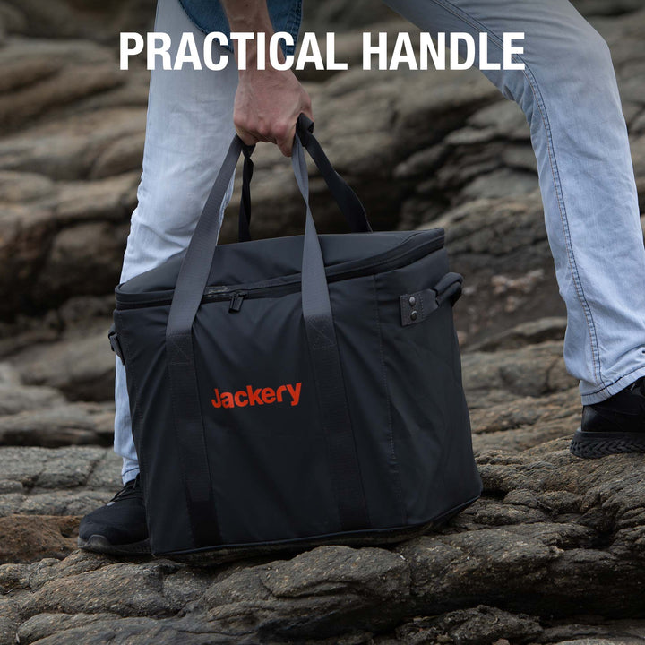 Large Jackery upgraded carrying case with durable handle and zip closure, designed for portable power station storage.