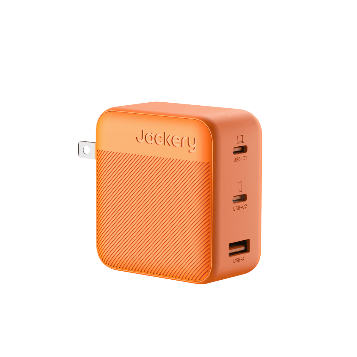 Jackery 102W GaN 3-Port Fast Charger with USB ports on a white background