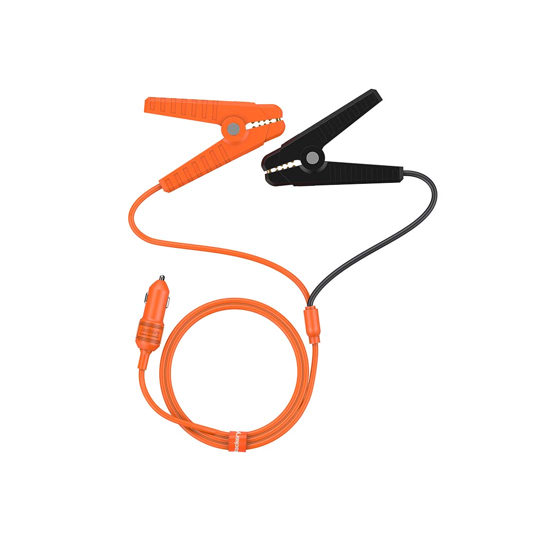 Jackery 12 Volt automobile battery charging cable, a durable charging cable for car batteries and portable power devices.