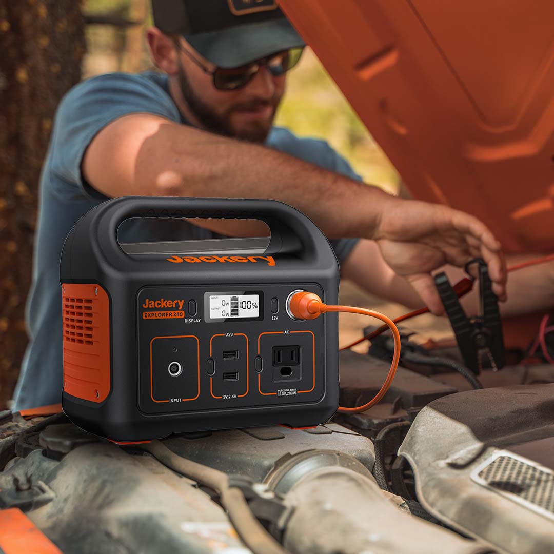 Jackery 12 Volt automobile battery charging cable, a portable charging cable for car batteries and devices.