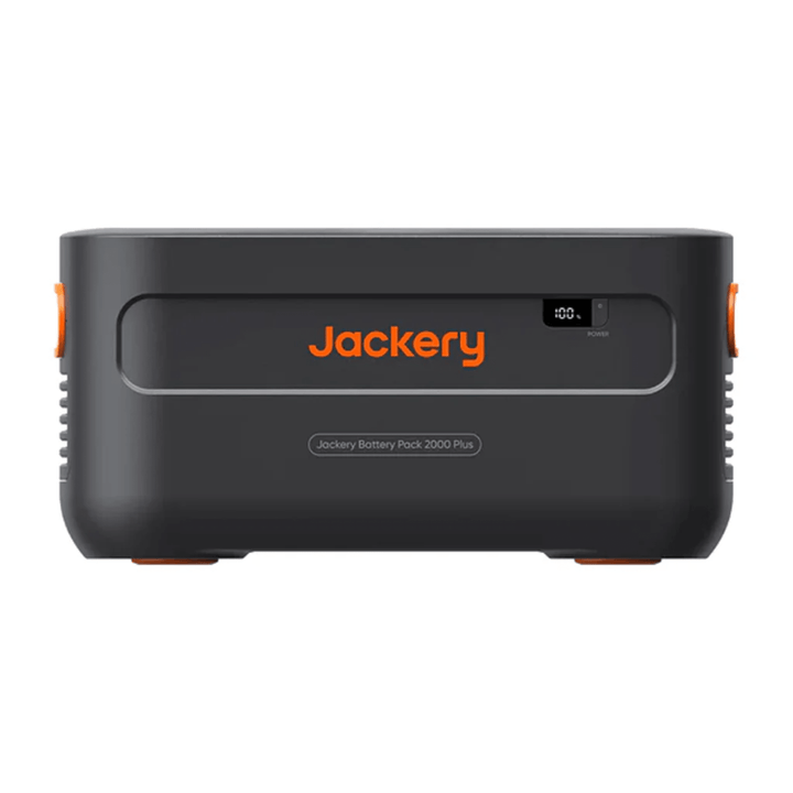 Jackery Battery Pack 2000 Plus portable power station with digital display and multiple output ports for Explorer 2000 Plus.