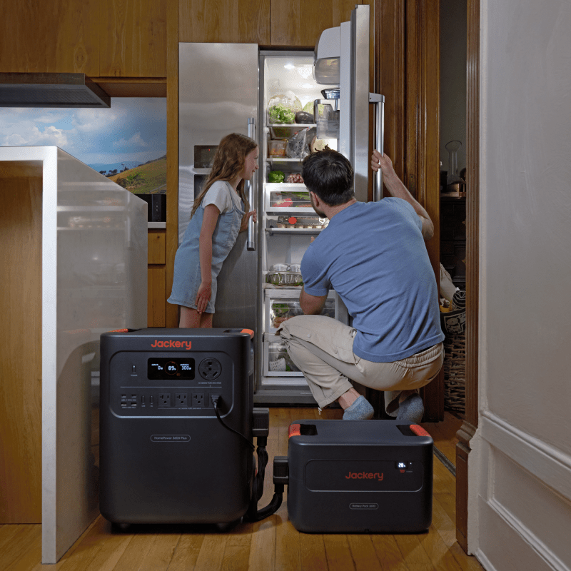 Jackery Portable Power Station 3600 Plus with multiple USB and AC outlets for charging devices on the go.